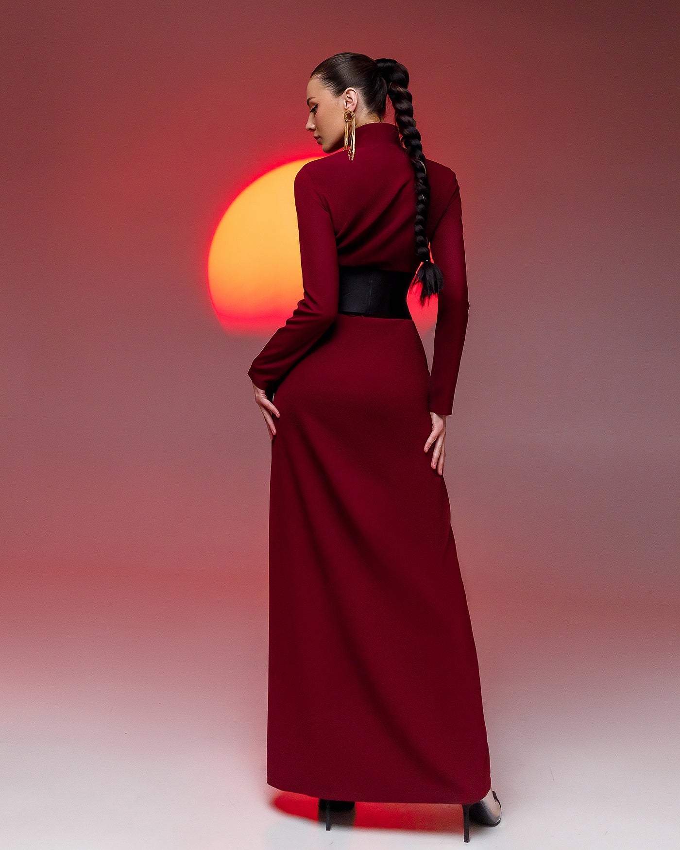 Bordeaux WRAP LONG SLEEVE MAXI DRESS (ARTICLE 083)