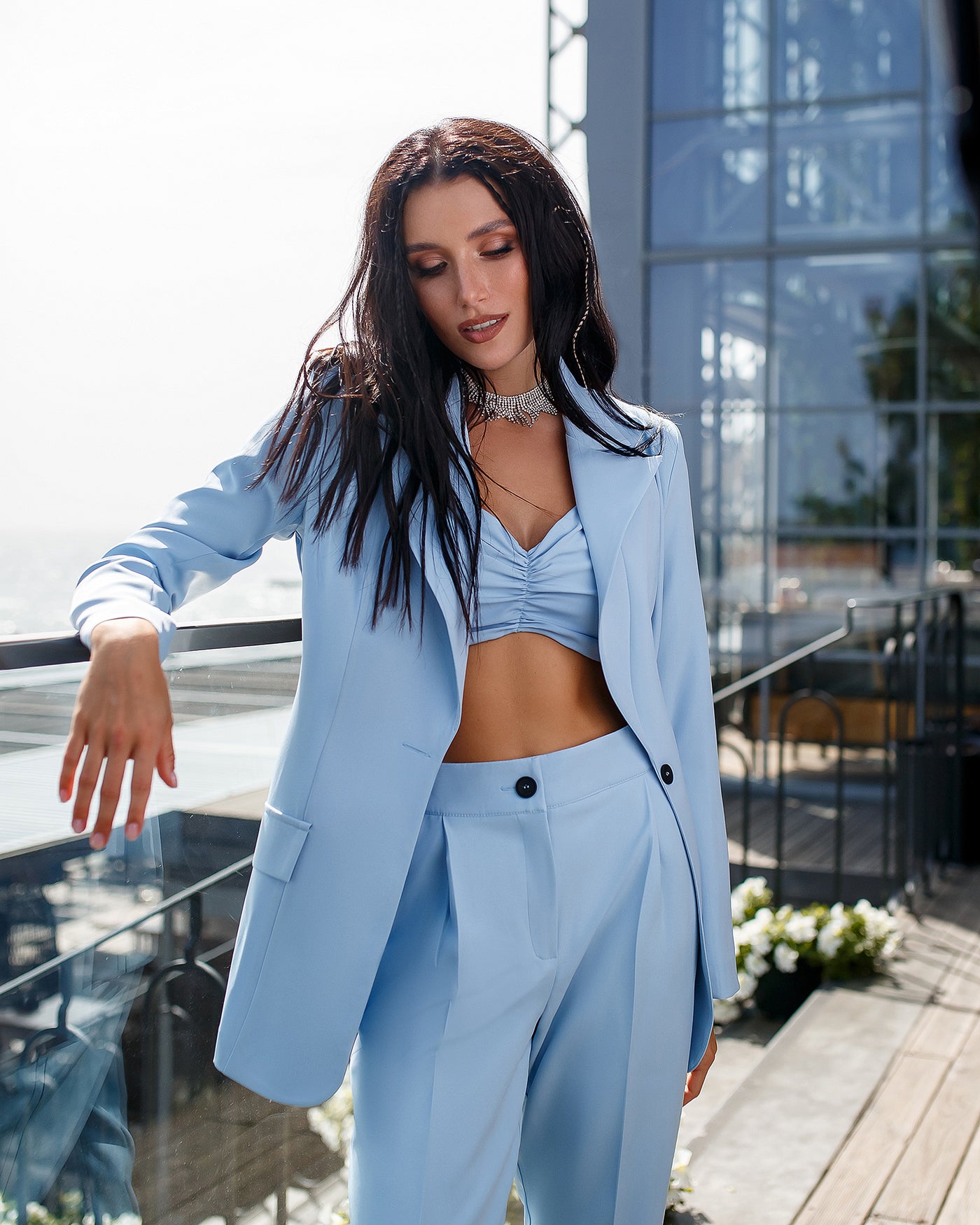 Sky-blue REGULAR-FIT 3-PIECE SUIT (ARTICLE 012)