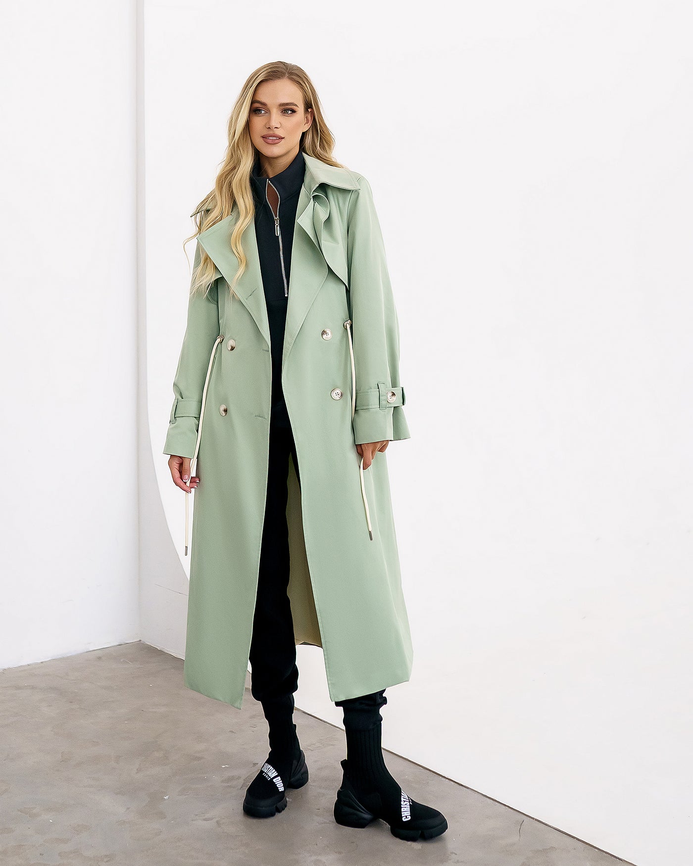 Olive LINED DOUBLE-BREASTED TRENCH COAT (ARTICLE 1000)