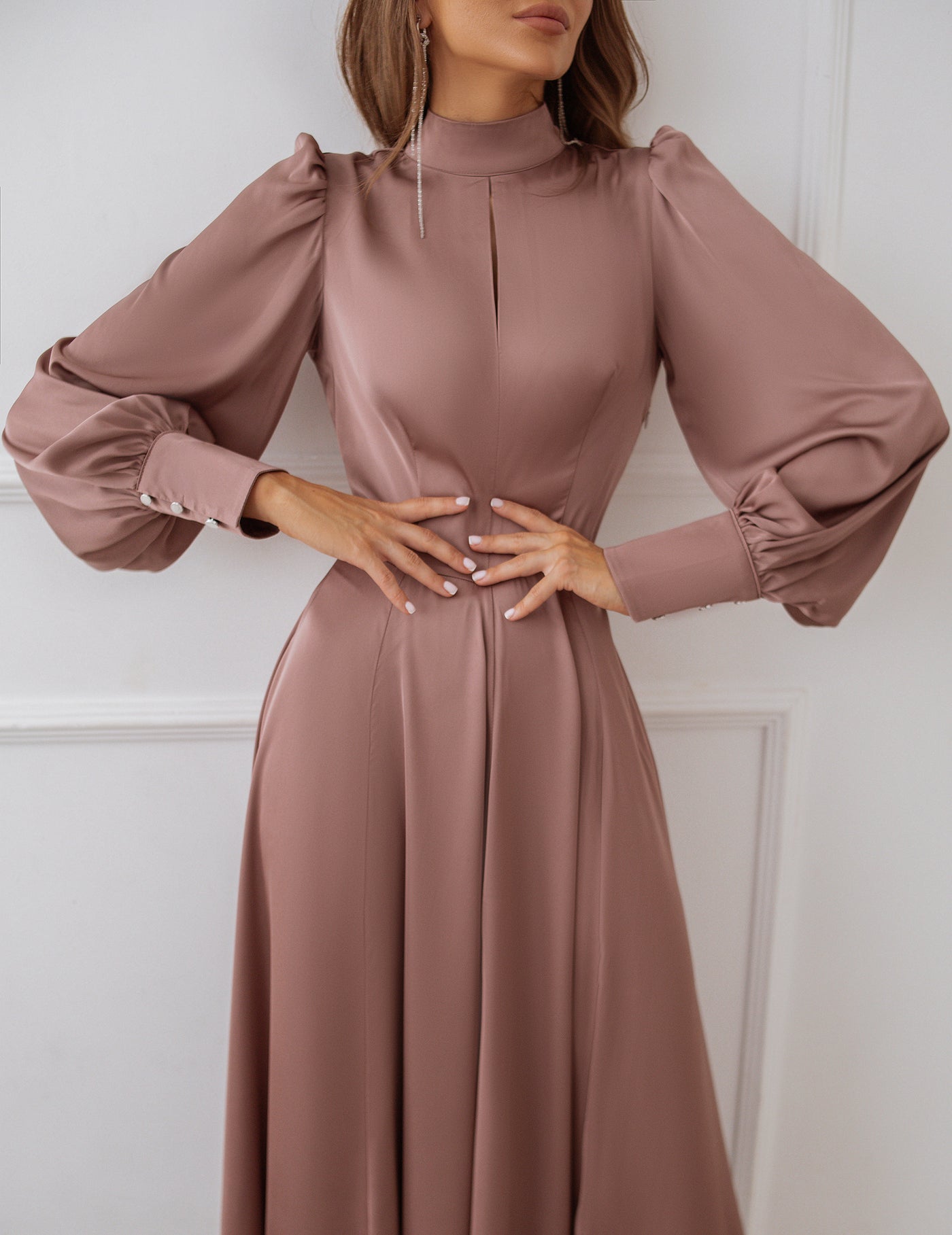 Fraise SILK LONG SLEEVE MAXI DRESS (ARTICLE C323)