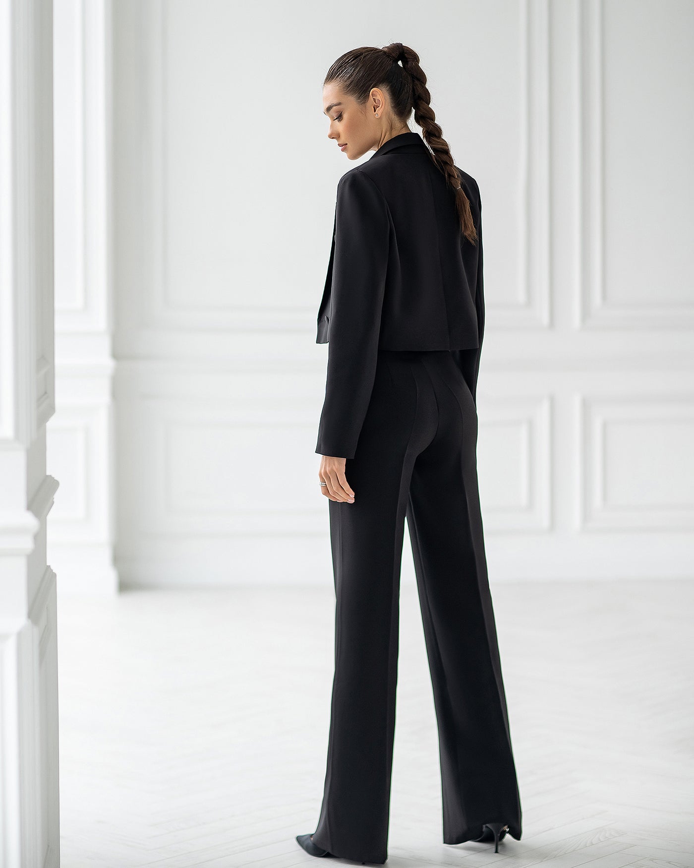 Black CROP JACKET SUIT 2-PIECE (ARTICLE 334)