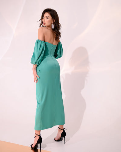 Mint PUFF-SLEEVE MIDI DRESS (ARTICLE 289)