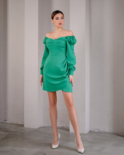 Green Puff-Sleeve Mini Dress (article 272)