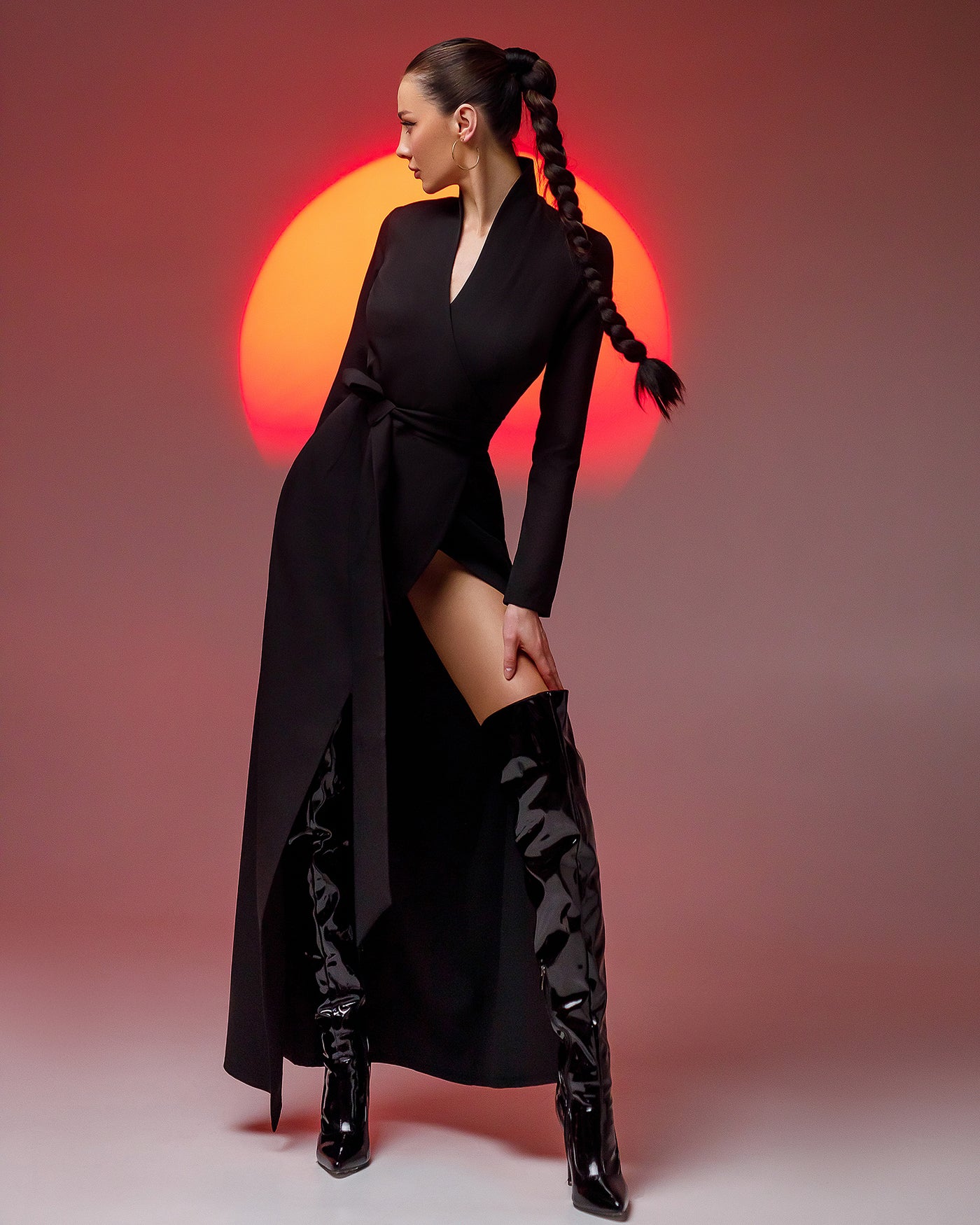 Black WRAP LONG SLEEVE MAXI DRESS (ARTICLE 083)