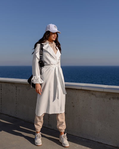 White BELTED TRENCH COAT (ARTICLE 202)