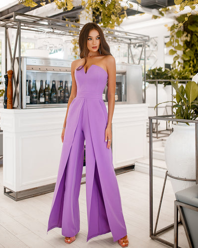 Purple STRAPLESS V-NECK JUMPSUIT (ARTICLE 323)