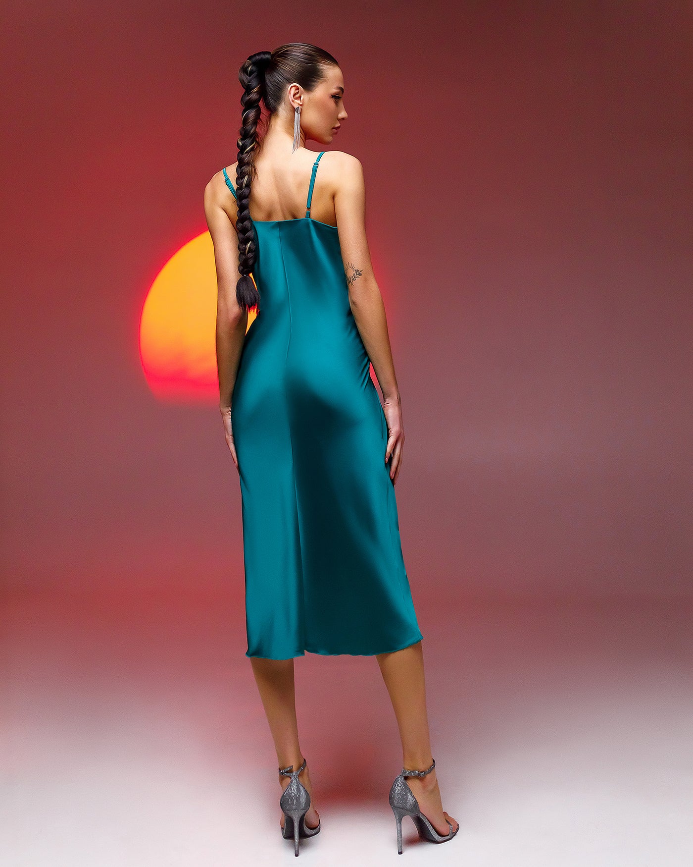 Emerald Silk Slip Dress (article 021)