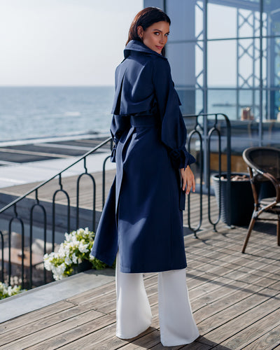 Navy BELTED TRENCH COAT (ARTICLE 202)