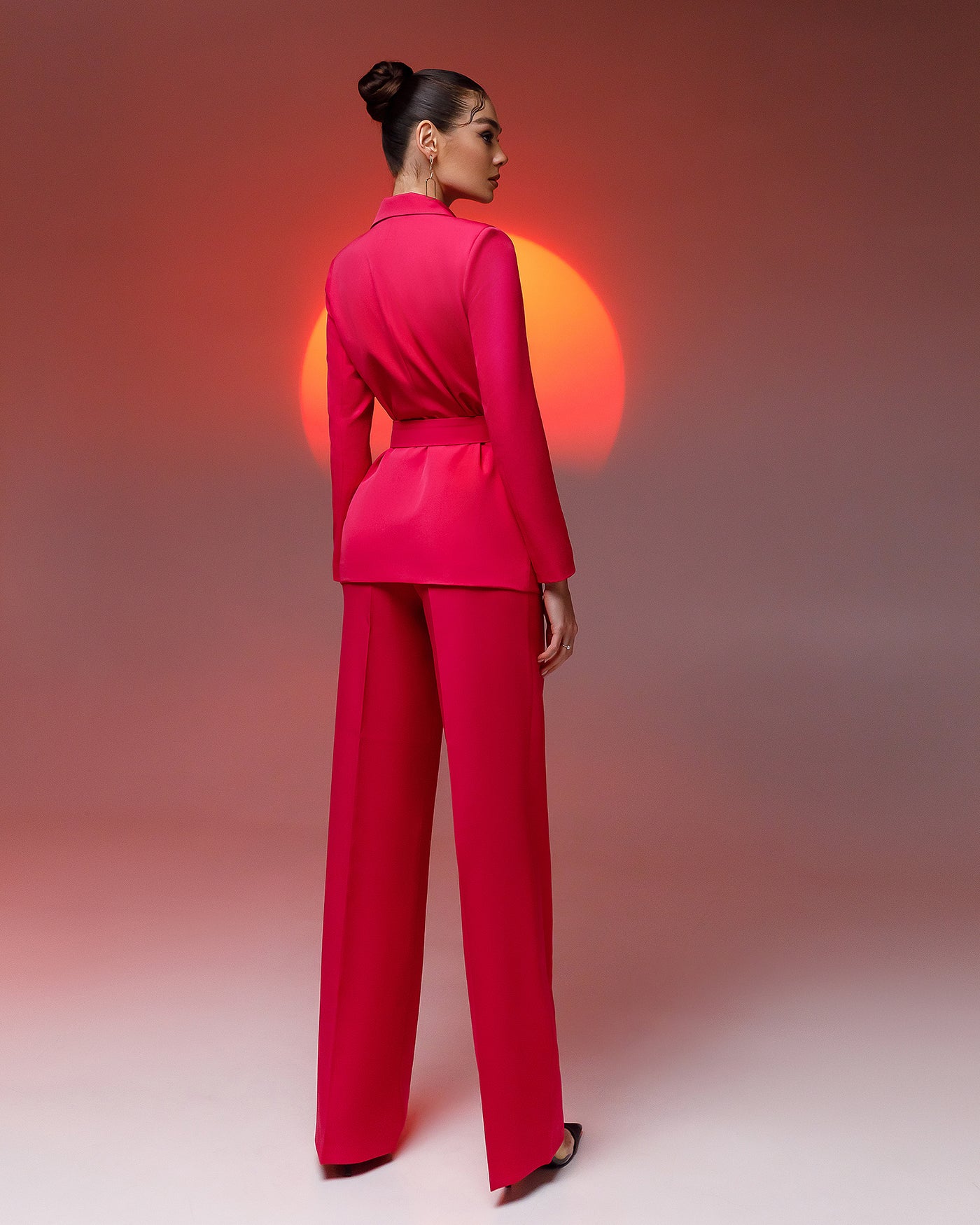 Crimson Belted Wide-Leg Suit 2-Piece (article 030)