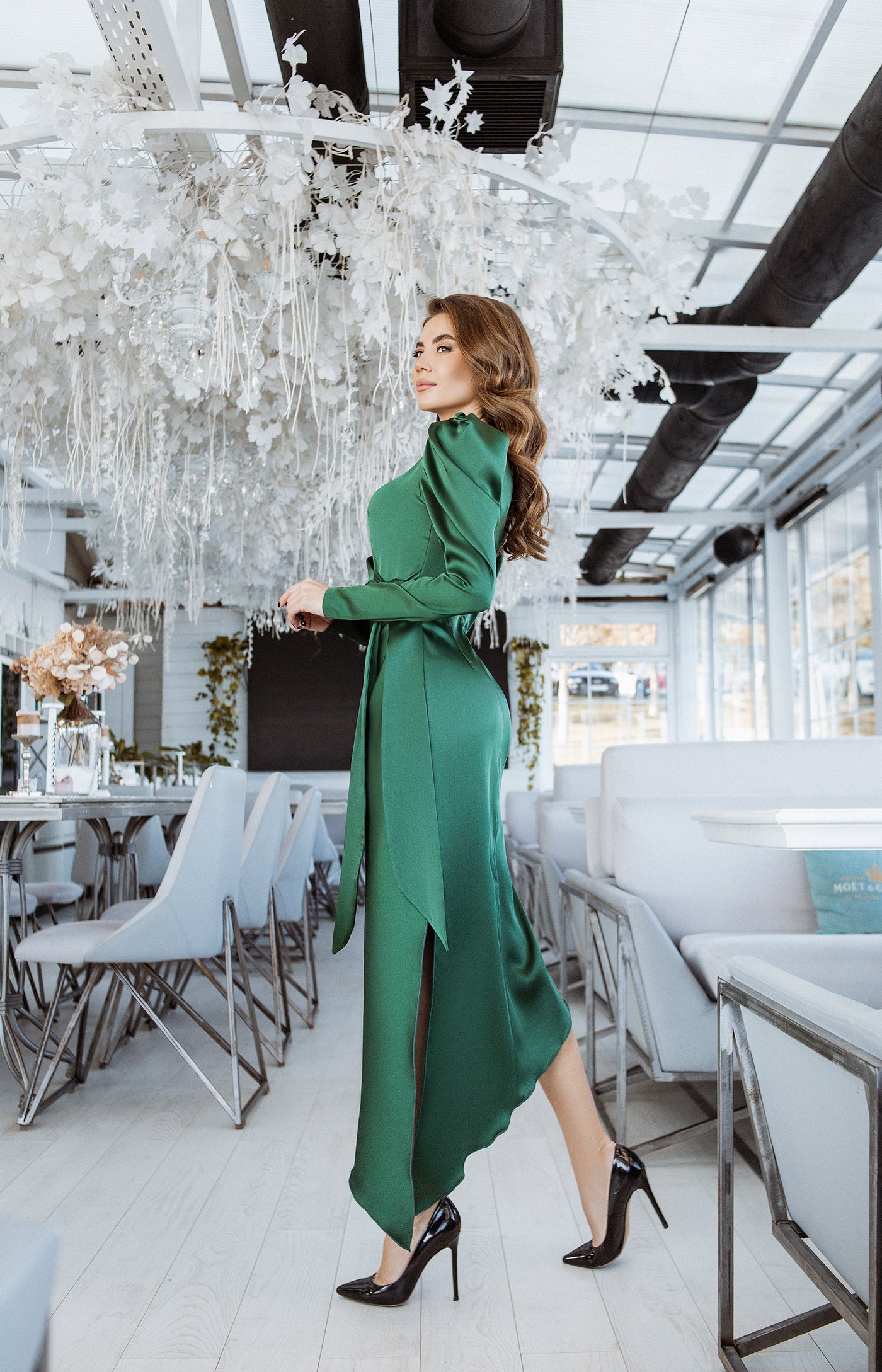 Emerald PUFF SLEEVE WRAP DRESS (ARTICLE C300)