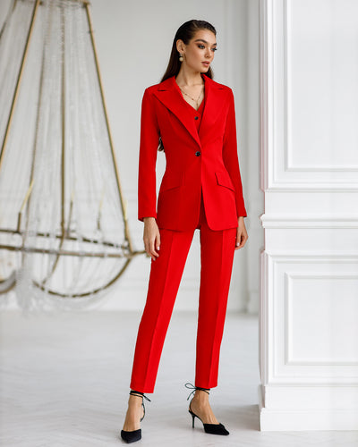 Red OFFICE SLIM-FIT 3-PIECE SUIT (ARTICLE 033)