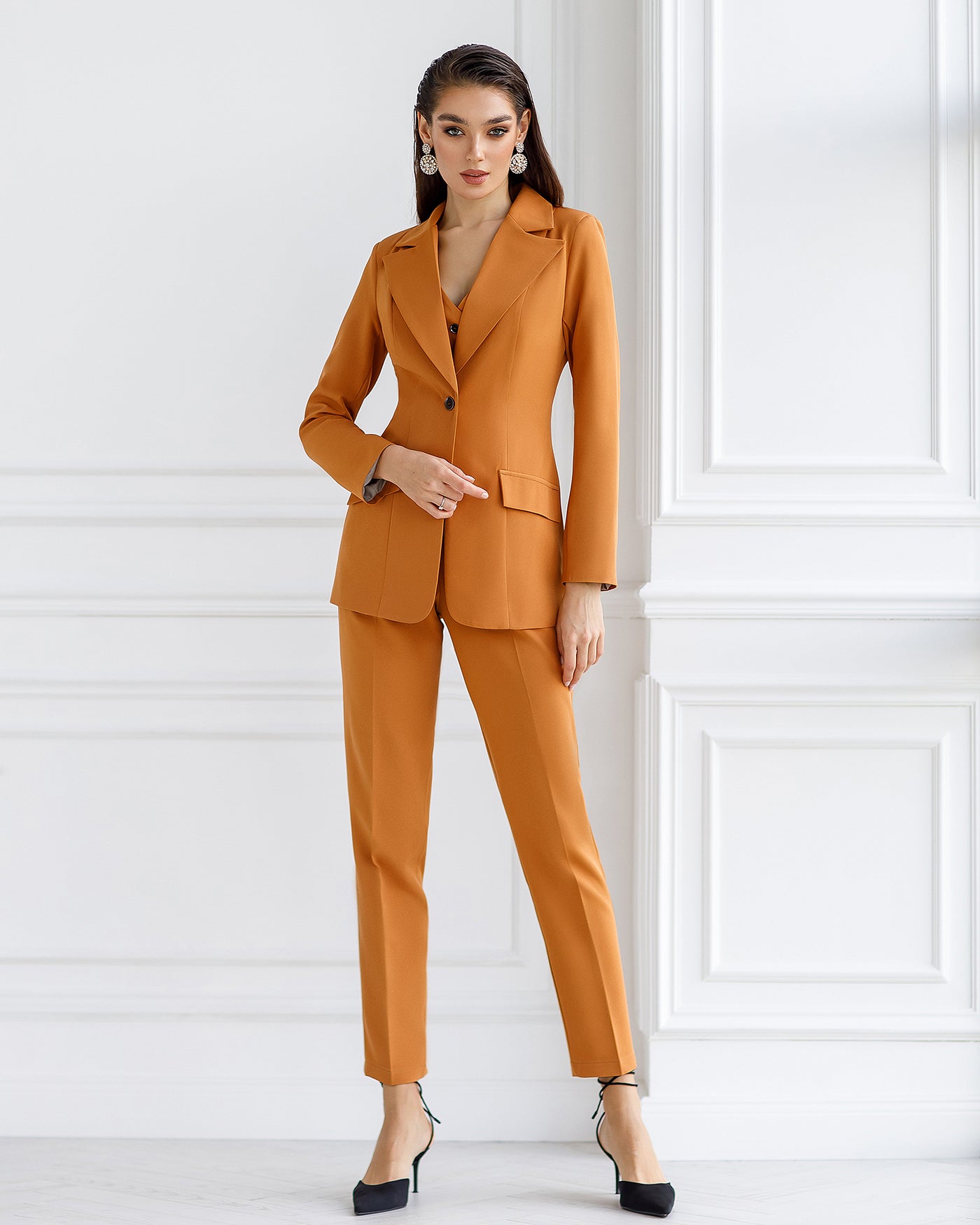 Caramel OFFICE SLIM-FIT 3-PIECE SUIT (ARTICLE 033)