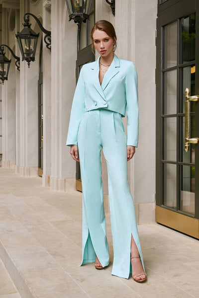 Tiffany-Blue Crop Jacket Suit 2-Piece (article 334)