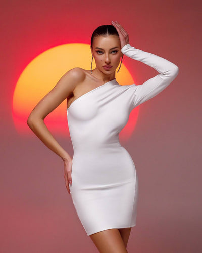 White ONE-SHOULDER MINI DRESS (ARTICLE 262/2)