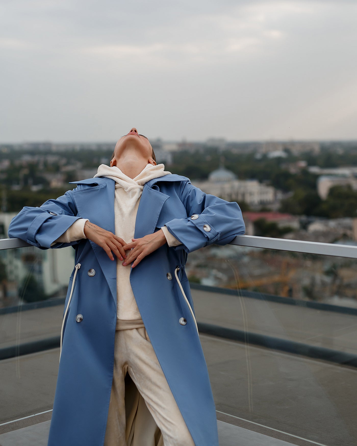 Blue LINED DOUBLE-BREASTED TRENCH COAT (ARTICLE 1000)