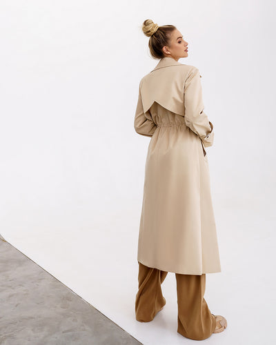 Beige LINED DOUBLE-BREASTED TRENCH COAT (ARTICLE 1000)