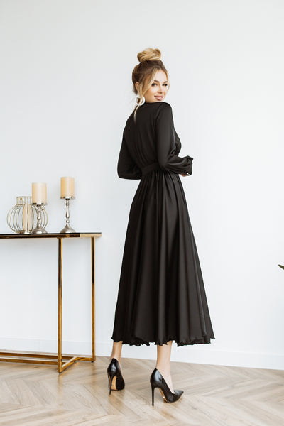 Black MIDI LONG SLEEVE DRESS (ARTICLE C393)