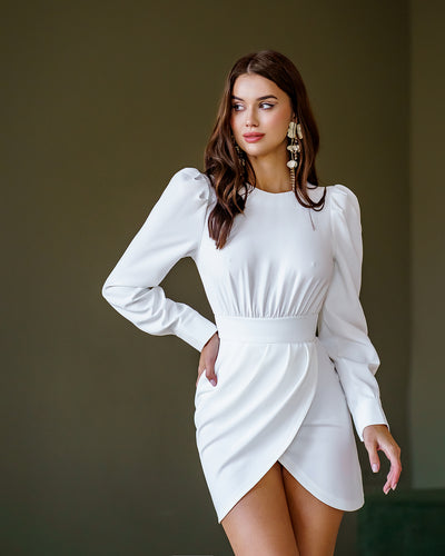 White LONG SLEEVE MINI DRESS (ARTICLE 280)