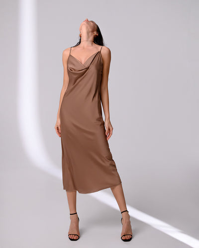 Bronze Silk Slip Dress (article 021)