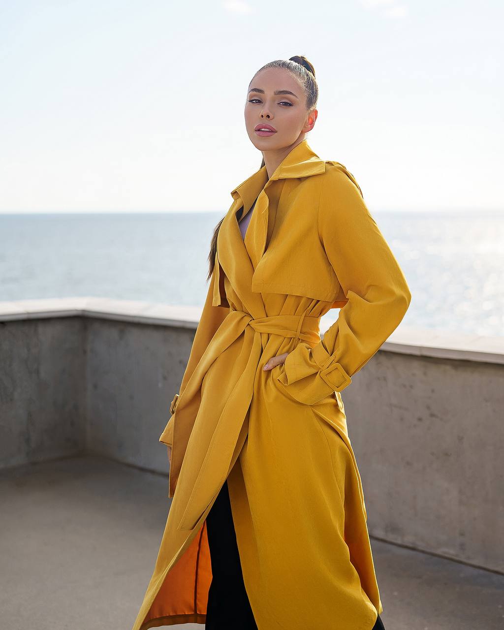 Mustard BELTED TRENCH COAT (ARTICLE 202)