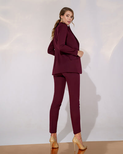 Burgundy OFFICE SLIM-FIT 3-PIECE SUIT (ARTICLE 033)