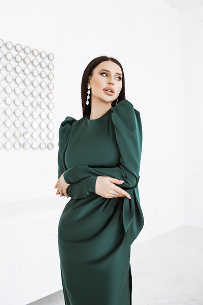 Emerald PUFF SLEEVE WRAP DRESS (ARTICLE C300)