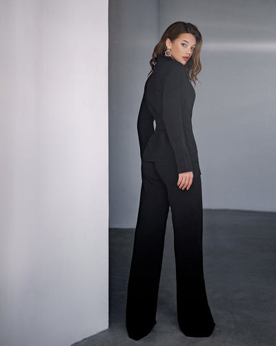 Black Belted Wide-Leg Suit 3-Piece (article 235)