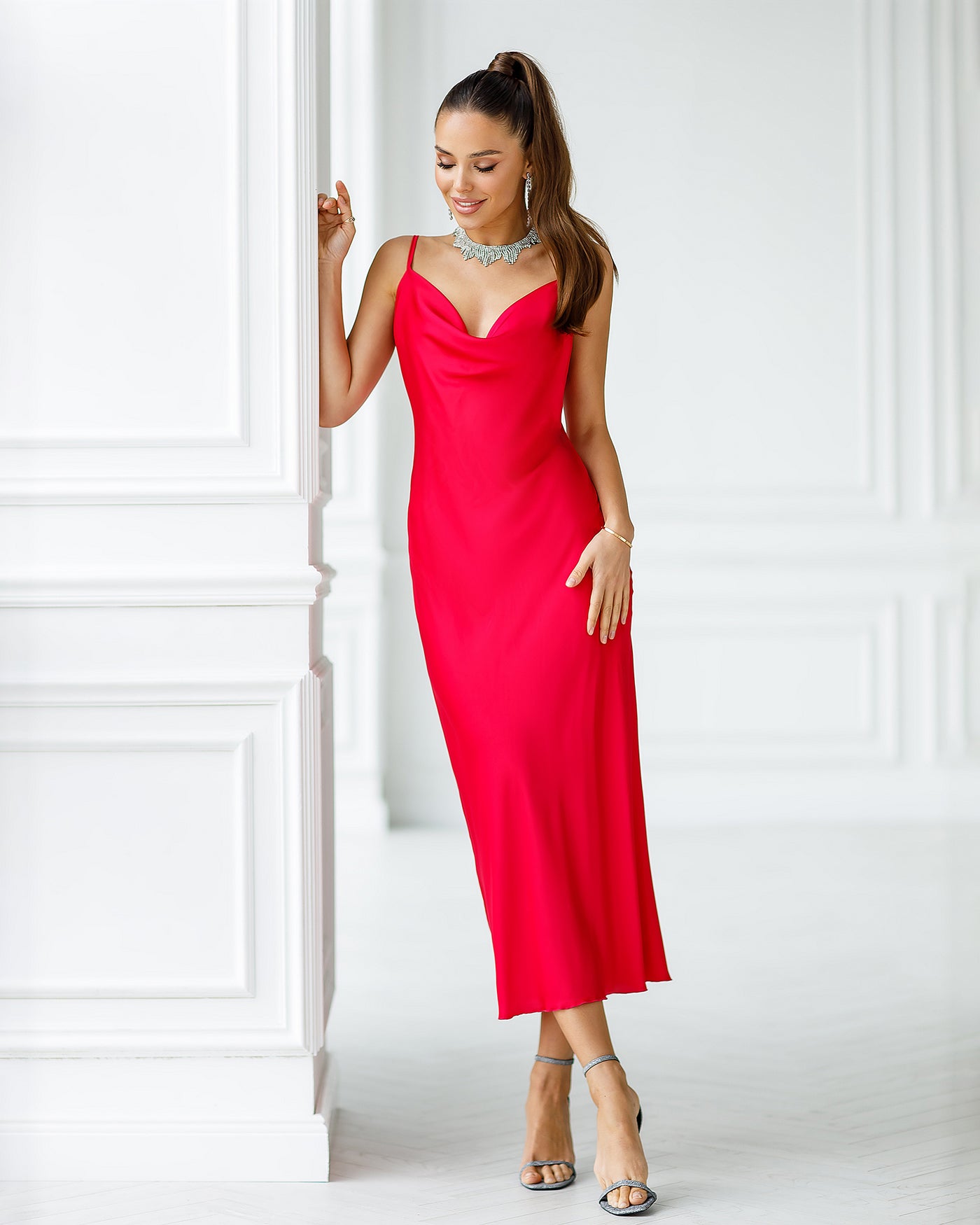 Crimson SILK SLIP DRESS (ARTICLE 021)