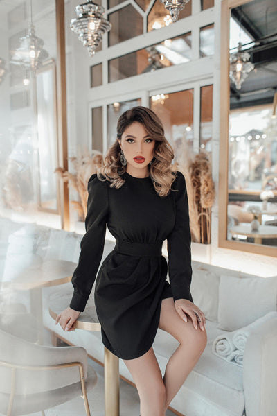 Black Long Sleeve Mini Dress (article 280)