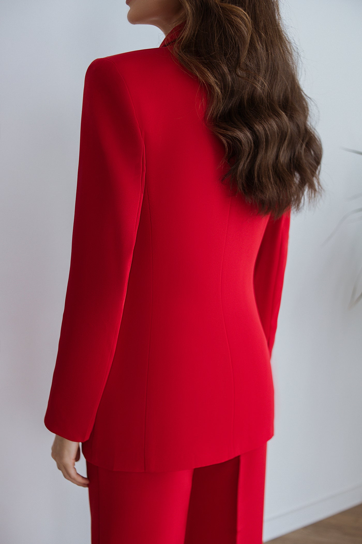 Red single-breasted wide-leg suit 2-piece (article C347)