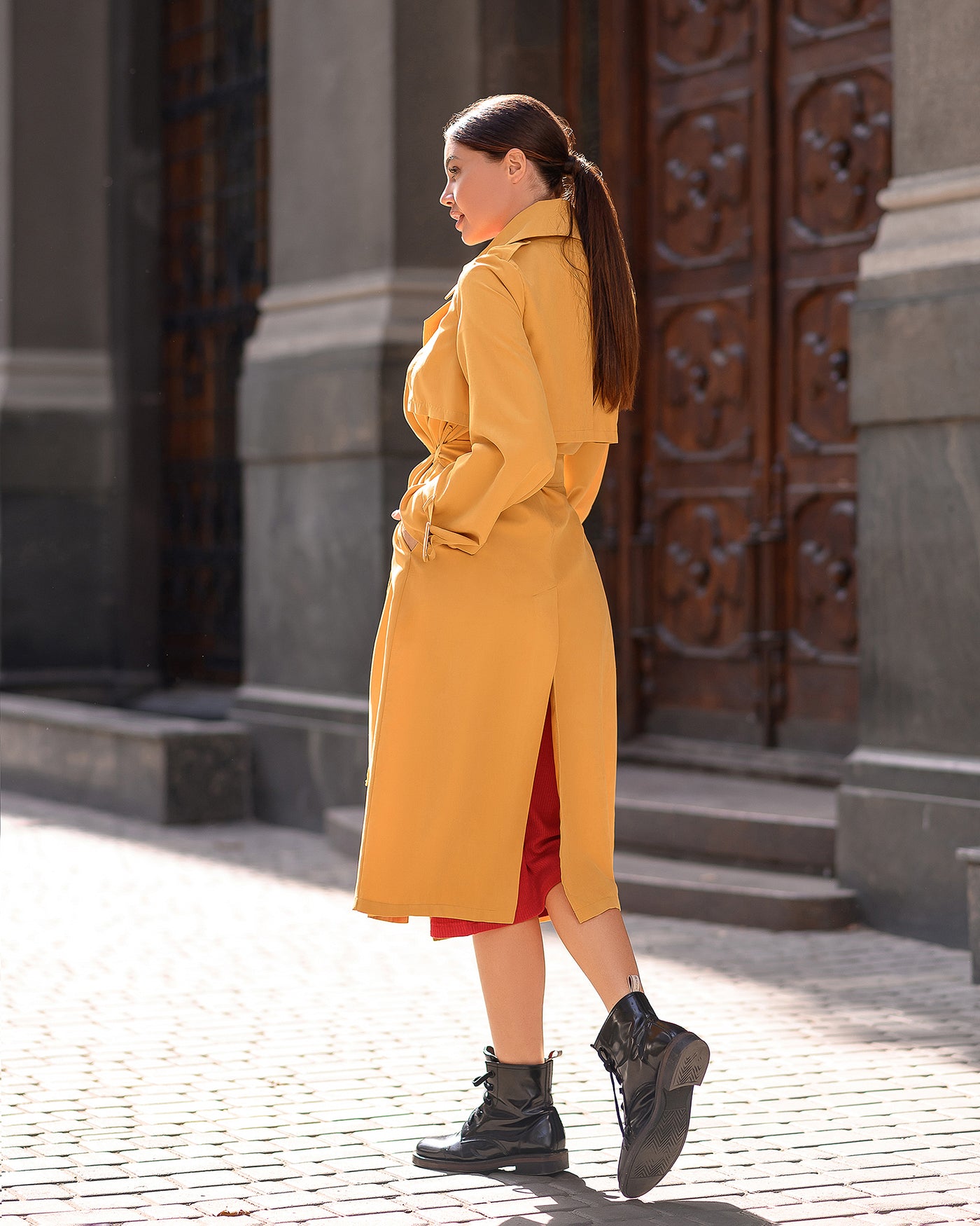 Mustard BELTED TRENCH COAT (ARTICLE 202)