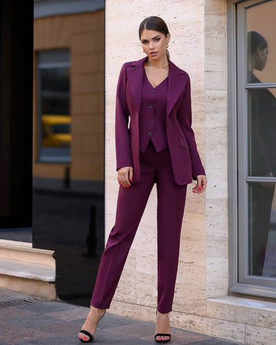 Burgundy OFFICE SLIM-FIT 3-PIECE SUIT (ARTICLE 033)