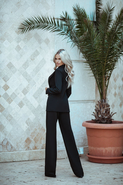 Black BELTED DOUBLE BREASTED SUIT 2-PIECE (ARTICLE C273)