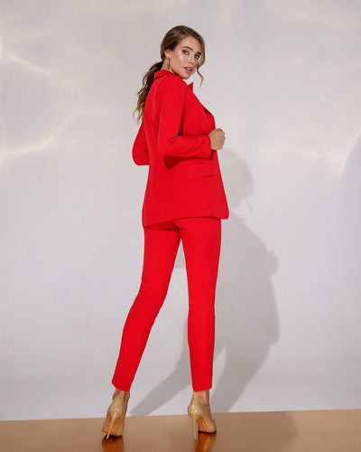 Red OFFICE SLIM-FIT 3-PIECE SUIT (ARTICLE 033)