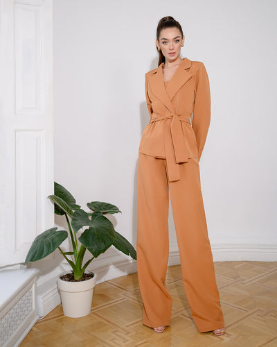 Beige BELTED WIDE-LEG SUIT 3-PIECE (article 235)