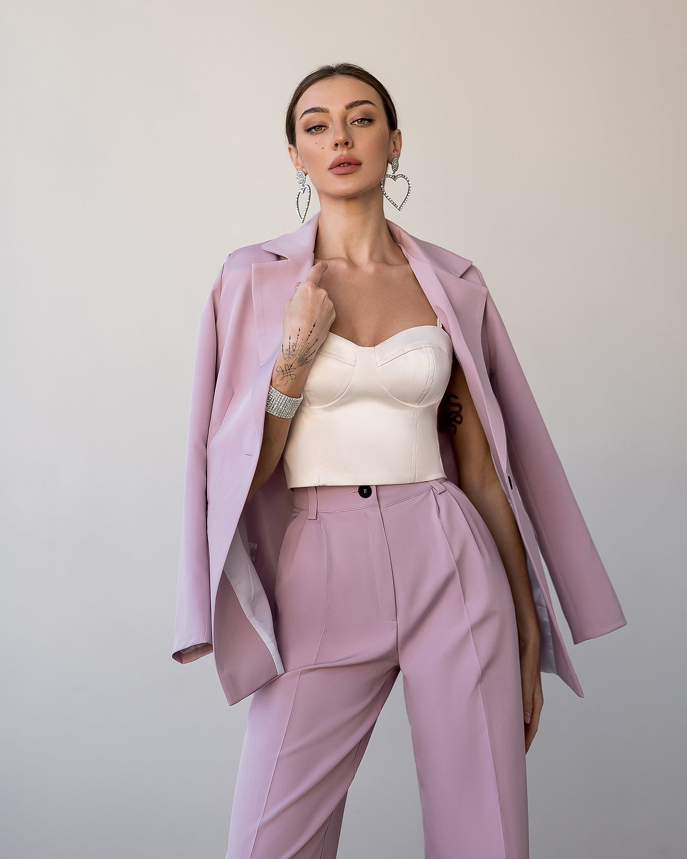 Dusty Pink BELTED WIDE-LEG SUIT 2-PIECE (ARTICLE 030)