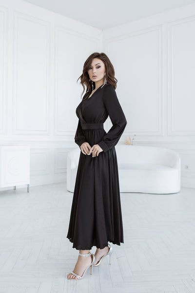 Black MIDI LONG SLEEVE DRESS (ARTICLE C393)