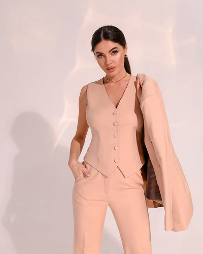 Beige Regular-Fit 3-Piece Suit (article 402)