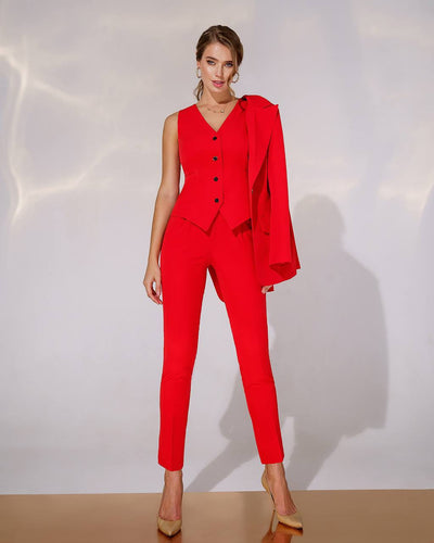 Red OFFICE SLIM-FIT 3-PIECE SUIT (ARTICLE 033)