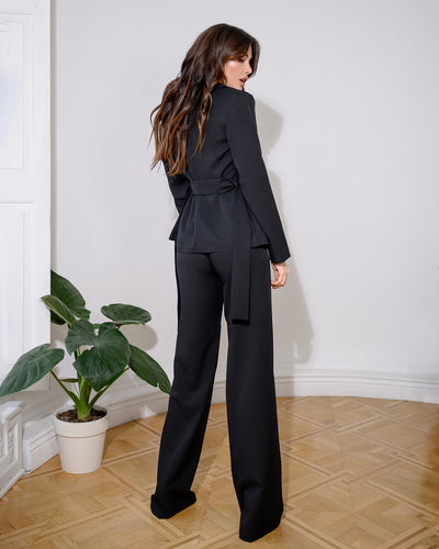 Black Belted Wide-Leg Suit 3-Piece (article 235)