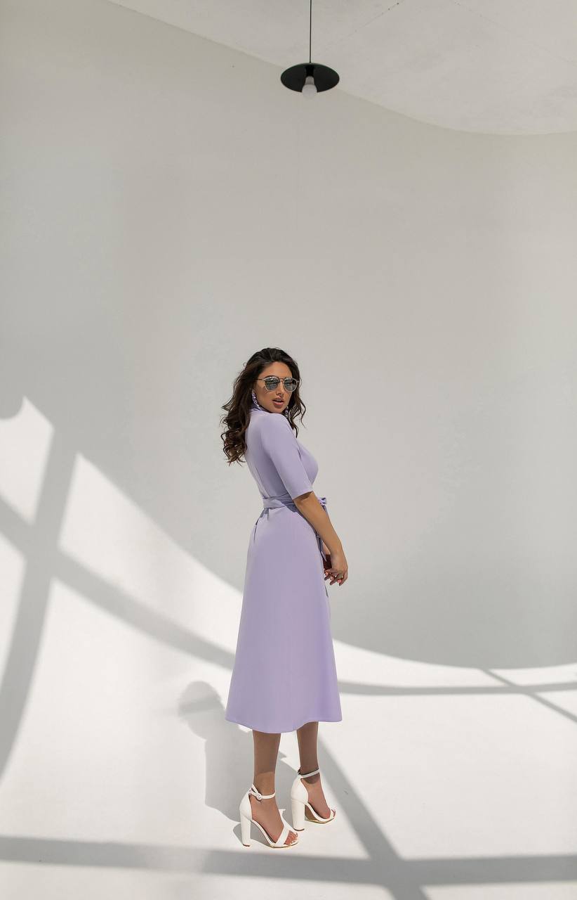 Lavender Wrap Short Sleeve Midi Dress (article 105)