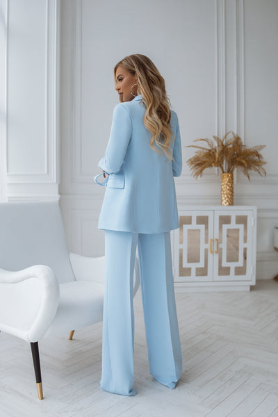 Sky-Blue Belted Double Breasted Suit 2-Piece (article C273)