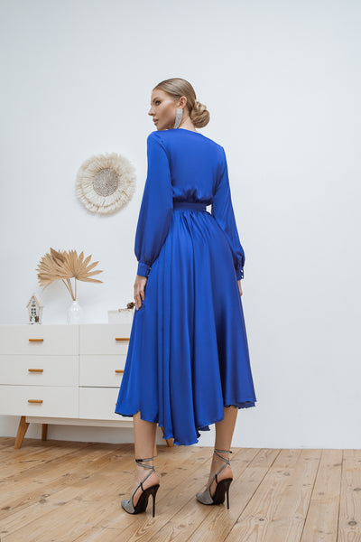 Blue midi long sleeve dress (article C393)