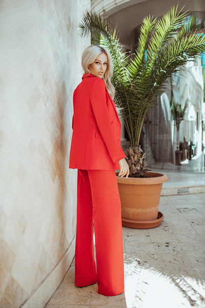 Red BELTED DOUBLE BREASTED SUIT 2-PIECE (ARTICLE C273)