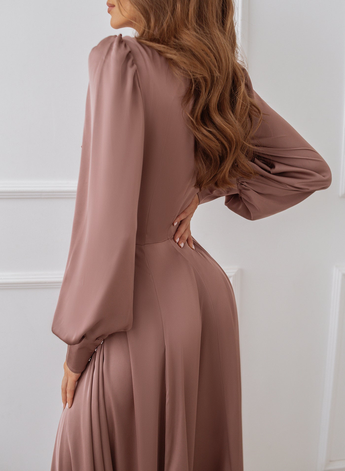 Fraise SILK LONG SLEEVE MAXI DRESS (ARTICLE C323)