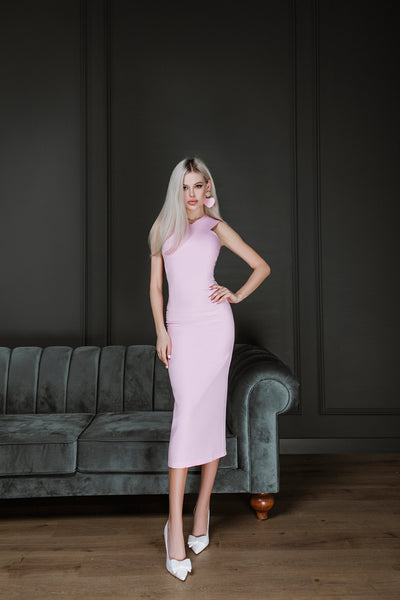 Pink Sleeveless Midi Dress (article C330)