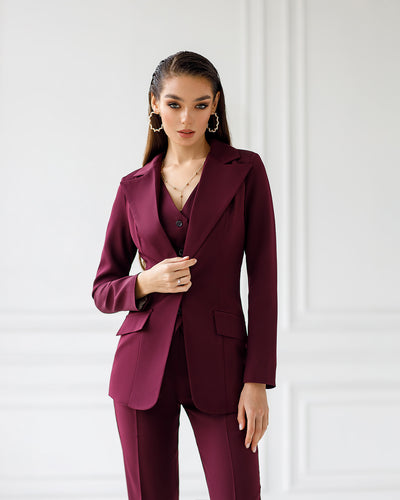 Burgundy OFFICE SLIM-FIT 3-PIECE SUIT (ARTICLE 033)