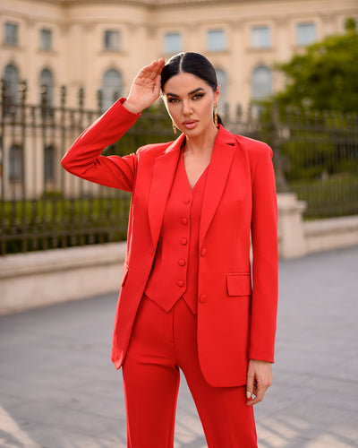 Red Regular-Fit 3-Piece Suit (article 402)