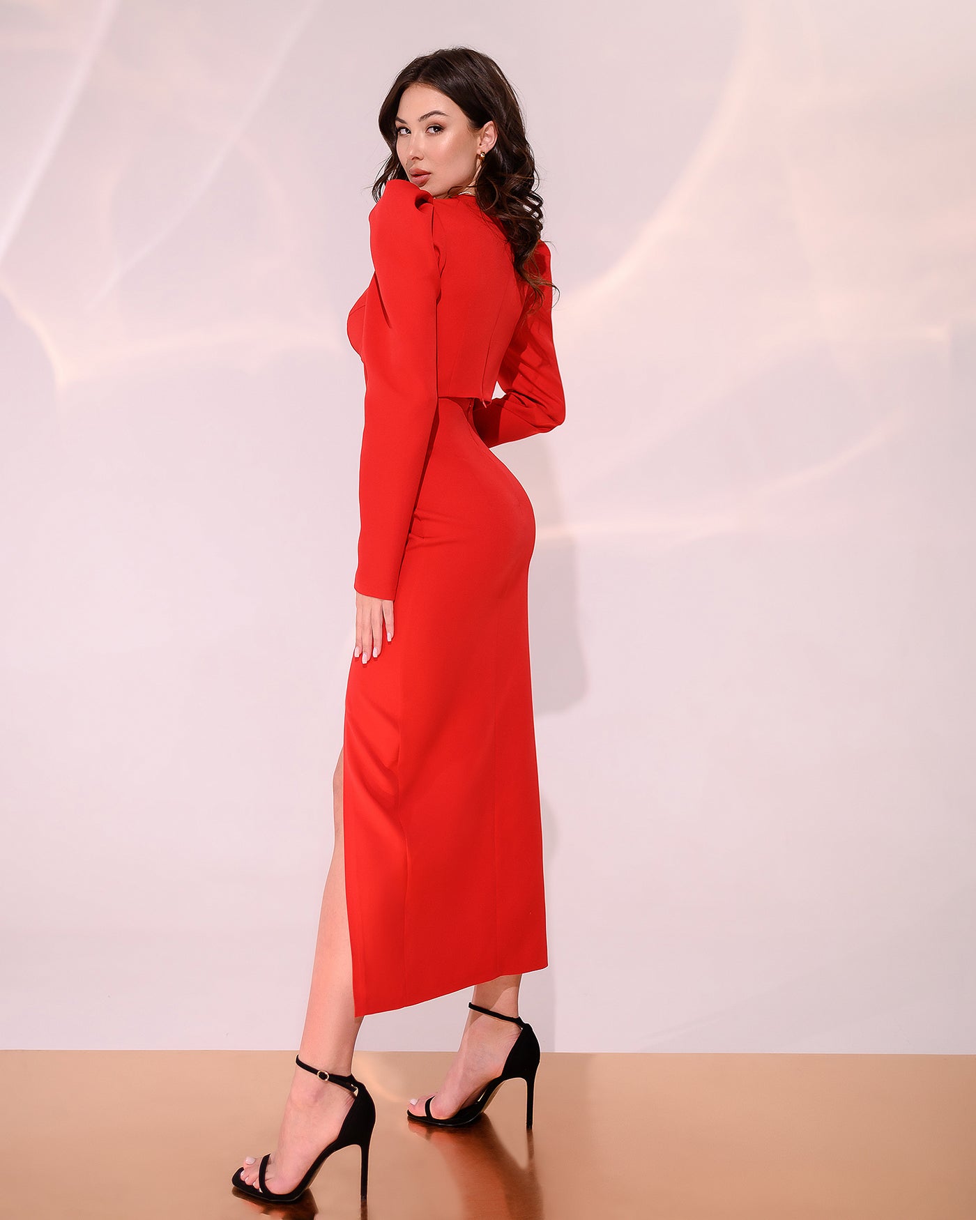 Red SWEETHEART TOP & MIDI SKIRT 2-PIECE SET (ARTICLE 328)