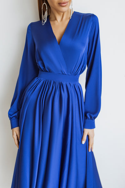 Blue midi long sleeve dress (article C393)